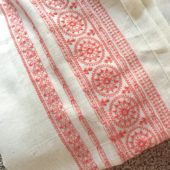 Off-White Embroidered Curtain Panels - Picture 2 of 2